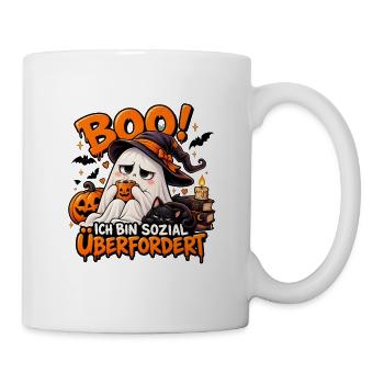 Halloween Geist: Sozial Überfordert - Tasse - Weiß - Rechts