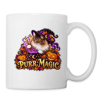 Schnurrmagie: Katzenzauberer Halloween - Tasse - Weiß - Rechts