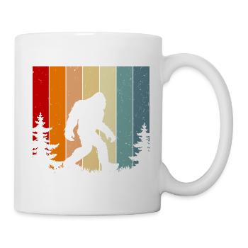 Retro Sunset Bigfoot Vintage Yeti Forest Trees - Tasse - Weiß - Rechts
