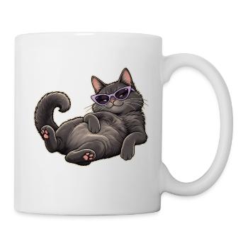Lässige Katze mit lila Sonnenbrille - Tasse - Weiß - Rechts