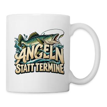 Angeln statt Termine Geschenkidee Vatertag - Tasse - Weiß - Rechts