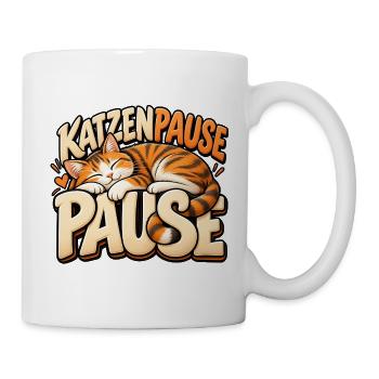 Katzenpause ist gut! Geschenkidee für Katzenfans - Tasse - Weiß - Rechts