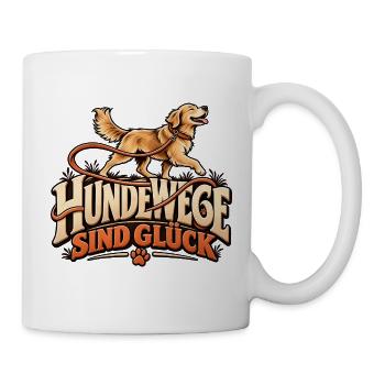 Hundewege sind Glück Liebevolles Hundemotiv - Tasse - Weiß - Rechts