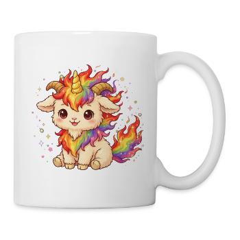 Unicorn Fire Goat Shirt Einhorn Feuer Ziege  - Tasse - Weiß - Rechts