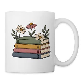 Bücher und Wildblumen - Tasse - Weiß - Rechts