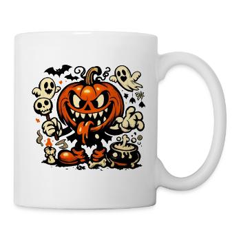 Gruseliger Kürbis Geist Fledermaus Kostüm - Tasse - Weiß - Rechts