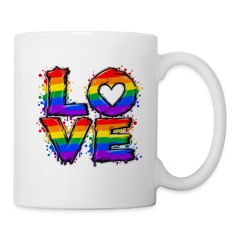 Liebe im Regenbogen-Look - Tasse - Weiß - Rechts