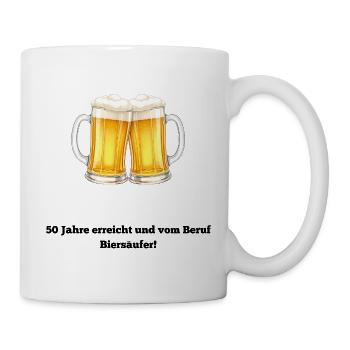 50. Geburtstag humorvolles Design Beruf Biersäufer - Tasse - Weiß - Rechts