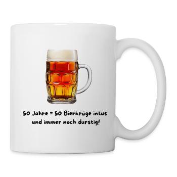 50 Jahre=50 Bierkrüge lustiger Spruch Geburtstag - Tasse - Weiß - Rechts