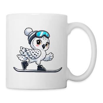 Eule auf Ski Skifahrer Wintersport Cartoon - Tasse - Weiß - Rechts