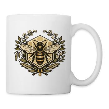 Honigbiene im Wabenkranz - Tasse - Weiß - Rechts