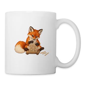 Fuchs setzt ein Kumiko-Holzgitter zusammen - Tasse - Weiß - Rechts