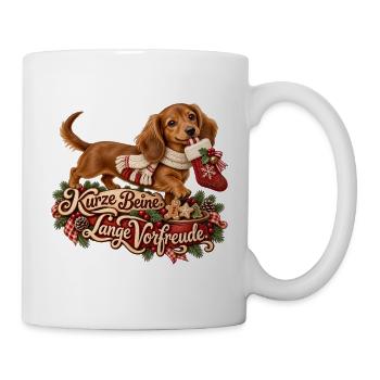 Dackel Langhaar Kurze Beine, Lange Vorfreude - Tasse - Weiß - Rechts