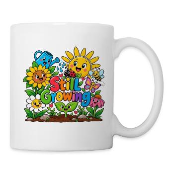 Still Growing: Farbenfrohes Gartenmotiv - Tasse - Weiß - Rechts