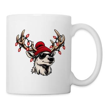 Cooles Weihnachtsrentier mit Sonnenbrille - Tasse - Weiß - Rechts