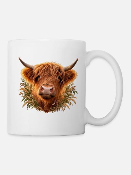 Highland Cattle Portrait - Tasse - Weiß