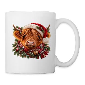 Highland Kuh in Weihnachtsstimmung - Tasse - Weiß - Rechts