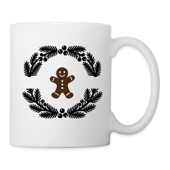 Lebkuchenmann Kranz Logo - Tasse - Weiß - Rechts