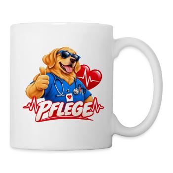 Pflegeheld Hund Cartoon - Tasse - Weiß - Rechts