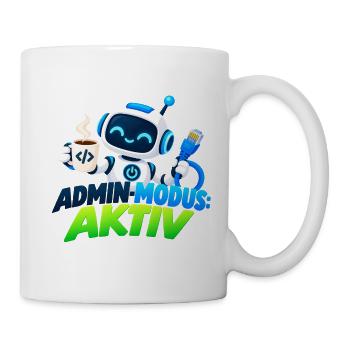 Admin-Modus Aktiv: Roboter mit Kaffee - Tasse - Weiß - Rechts