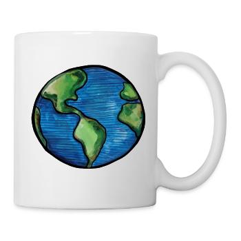 Aquarell Erdkugel-Illustration - Tasse - Weiß - Rechts