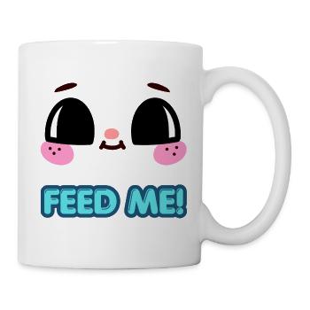 Fütter mich Kawaii süßes Gesicht Anime Foodie-Kunst - Tasse - Weiß - Rechts