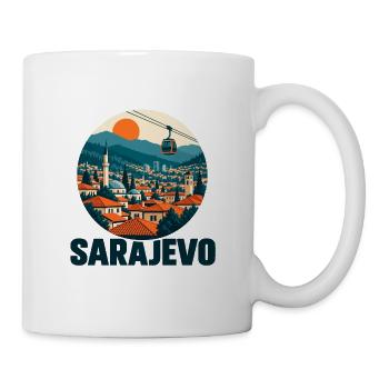 Sarajevo – Gondel, Altstadt & Berge - Tasse - Weiß - Rechts