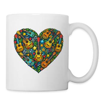 Ich liebe Gitarren Herz Hippie Musik Flower Power - Tasse - Weiß - Rechts