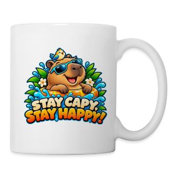 Bleib Capy, bleib glücklich! - Süße Capybara-Vibes - Tasse - Weiß - Rechts