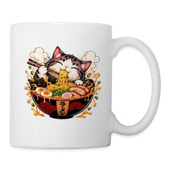 Süße Ramen-Katze – Kawaii Nudel-Liebe - Tasse - Weiß - Rechts