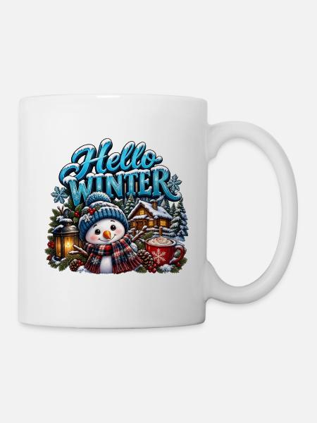 Hallo Winter-Schneemann - Tasse - Weiß