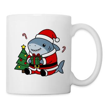 Süßes Kawaii Shark Santa Weihnachtsbaum-Shirt - Tasse - Weiß - Rechts