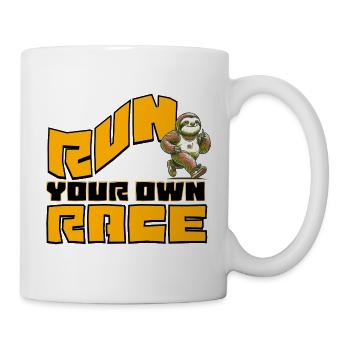 Run Your Own Race - Laufshirt mit Faultier - Tasse - Weiß - Rechts