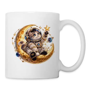 Kosmische Katzen-Astronautin auf dem Mond - Tasse - Weiß - Rechts