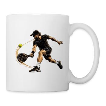 Dynamischer Padel Spieler im Schwarz - Tasse - Weiß - Rechts
