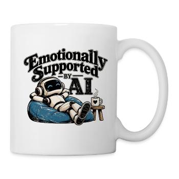 Emotionally Supported by AI – Funny Robot - Tasse - Weiß - Rechts