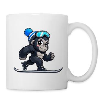 Gorilla Ski Urlaub Wintersport Skifahrer - Tasse - Weiß - Rechts