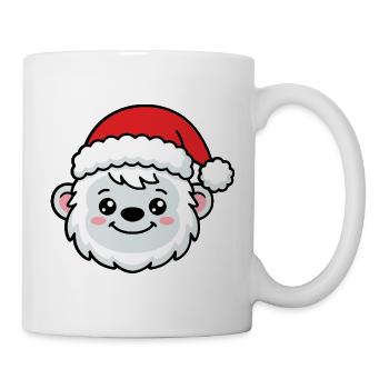 Süßes Kawaii-Yeti-Gesicht mit Weihnachtsmannmütze - Tasse - Weiß - Rechts