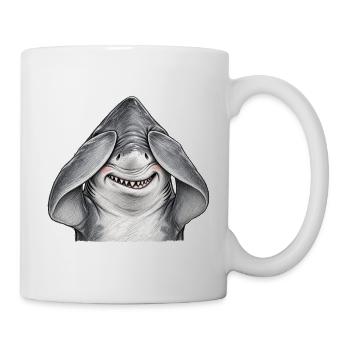 Schüchterner Hai, der seine Augen verbirgt Tierhumor - Tasse - Weiß - Rechts