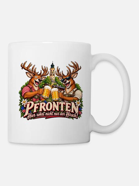 Pfronten - Hirsch-Bierfreude - Tasse - Weiß