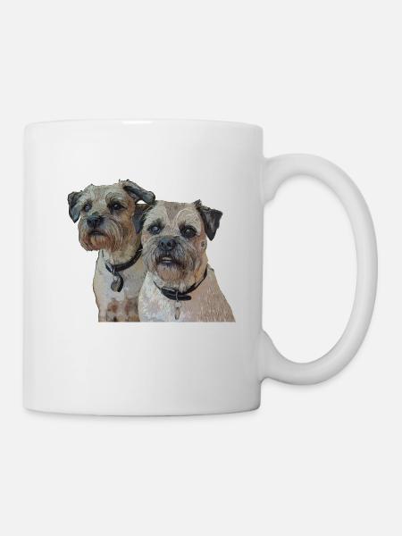 Two Border Terriers - Mug - white