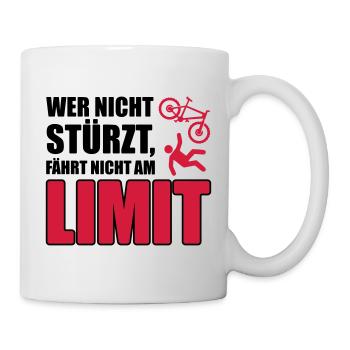Wer nicht stürzt fährt nicht am Limit - Tasse - Weiß - Rechts