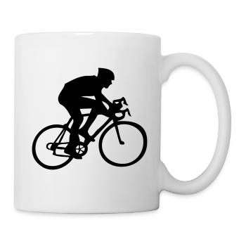 Un cycliste sur son vélo. - Mug blanc - blanc - Droite