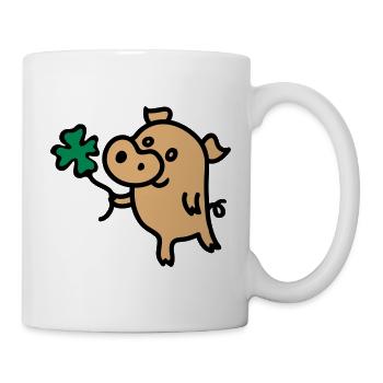 Schweinchen Klee 3 - Tasse - Weiß - Rechts