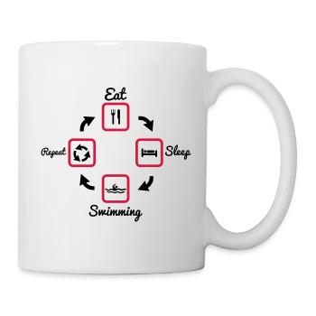 Manger, Dormir, nager, natation, piscine,nageur - Mug blanc - blanc - Droite