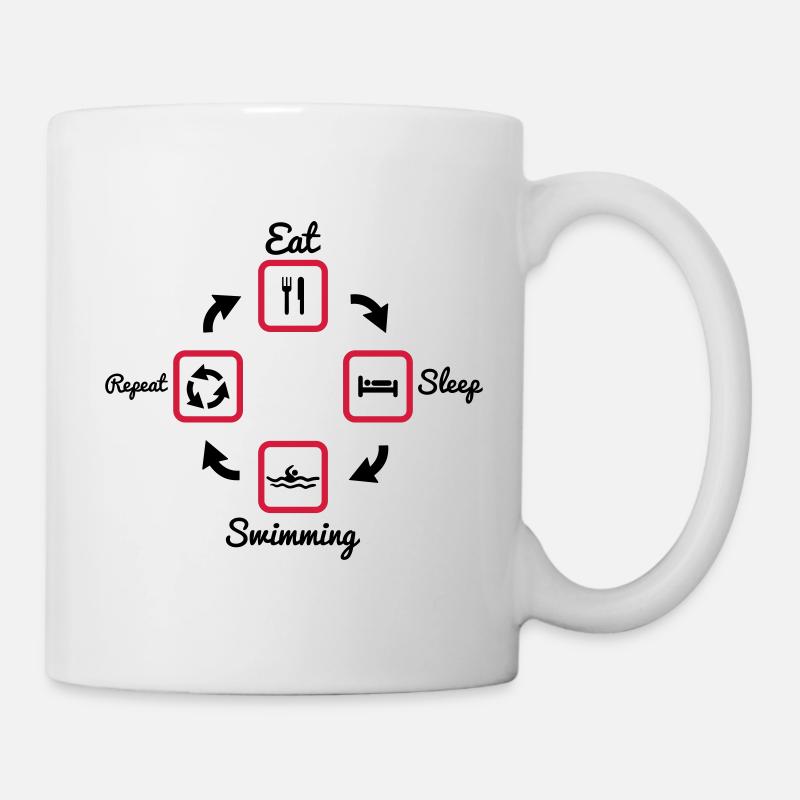 Manger, Dormir, nager, natation, piscine,nageur - Mug blanc - blanc