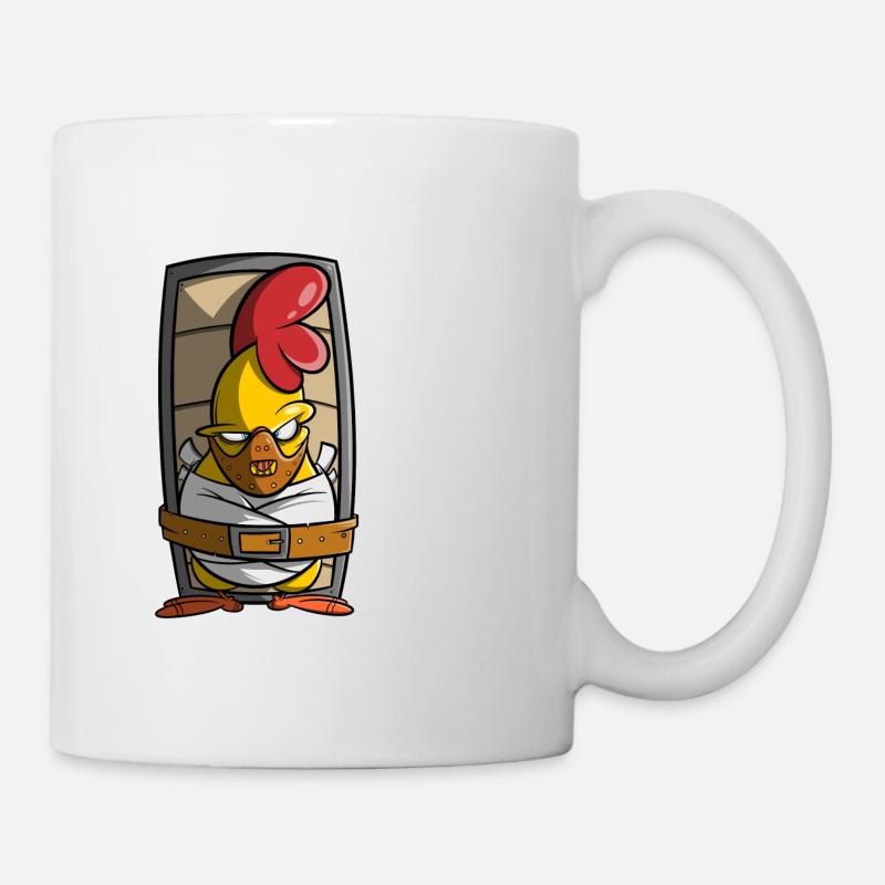 Cute but Psycho, Huhn in Zwangsjacke, Geschenkidee - Tasse - Weiß
