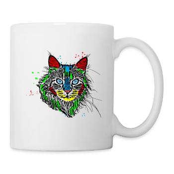Color Cat | Pop Art | Katze Katzen Kätzchen Kater - Tasse - Weiß - Rechts