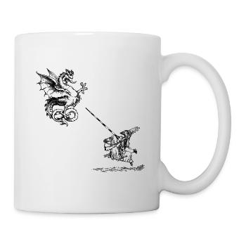 Ritter im Kampf gegen den Drachen - Tasse - Weiß - Rechts