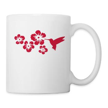 hummingbird hibiscus flowers - Mug - white - Right